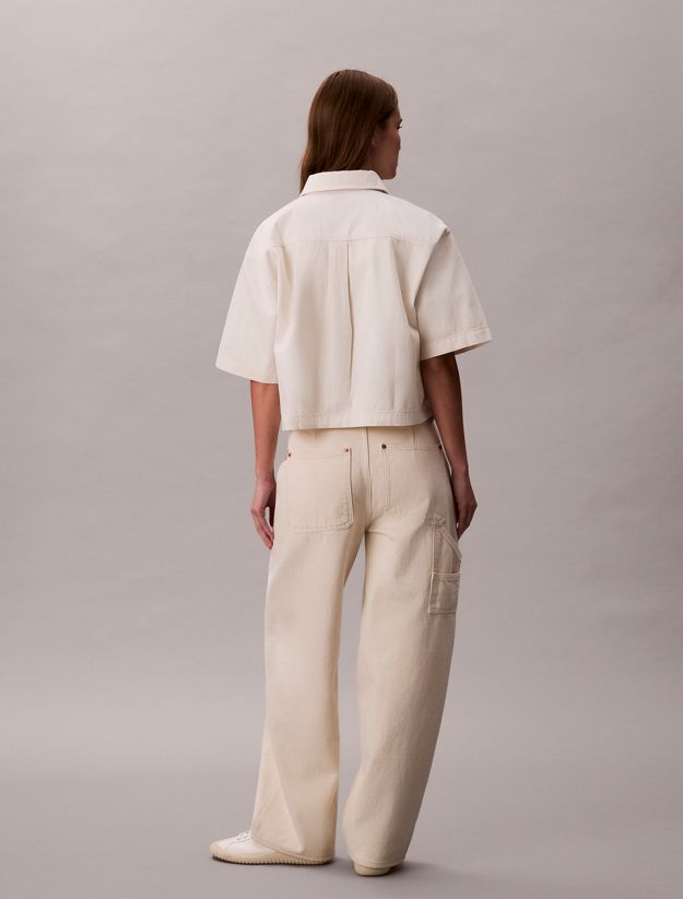 Denim Short Sleeve Cropped Shirt