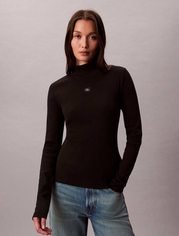 Ribbed Cotton Turtleneck Top