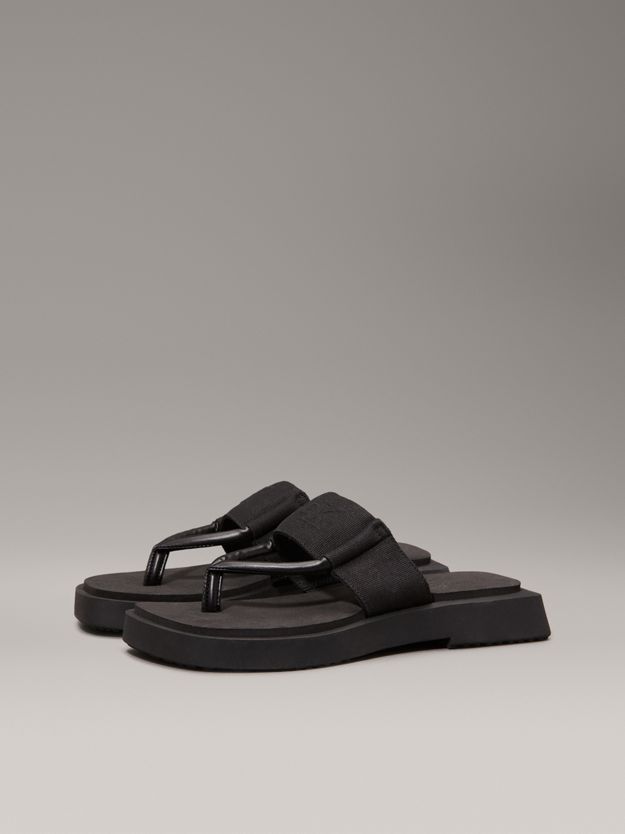 Canvas Square Platform Sandals