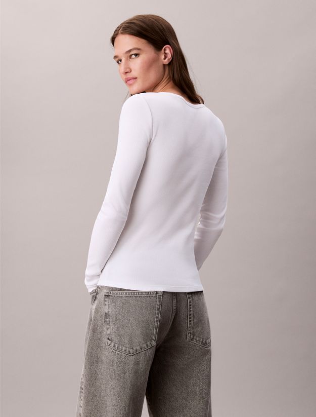 Ribbed Cotton Long Sleeve Top