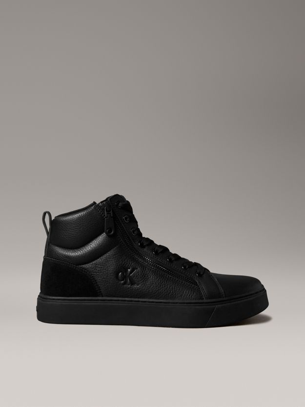 Leather Zip High-Top Trainers
