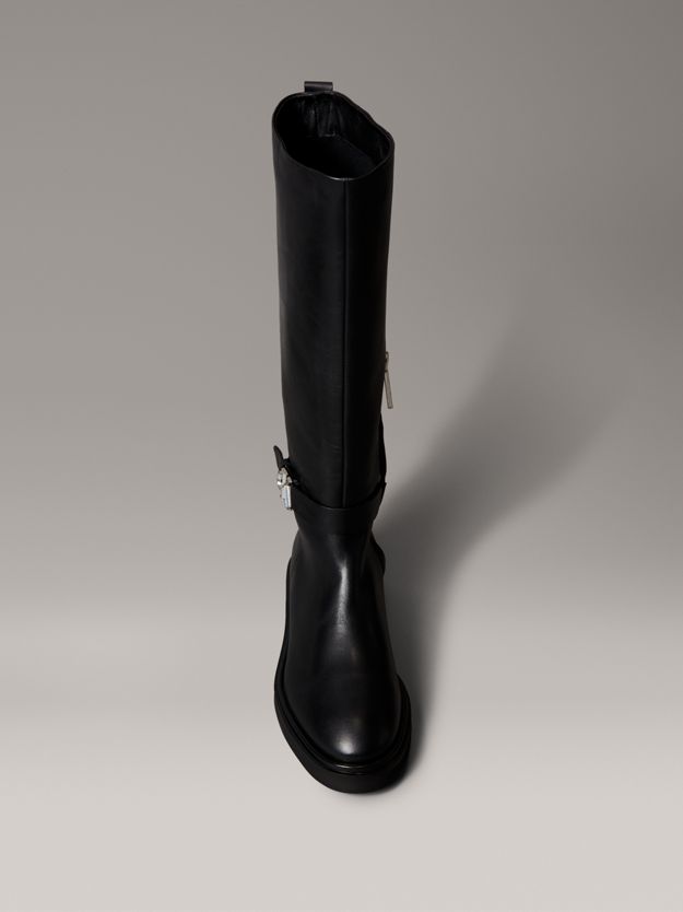 Leather Signature Logo Knee Boots