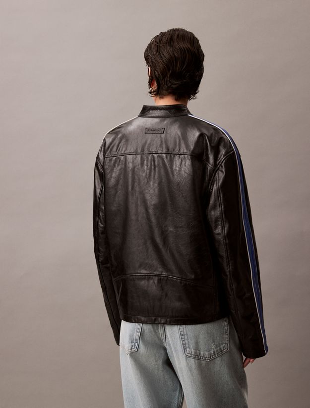 Relaxed Leather Zip Jacket
