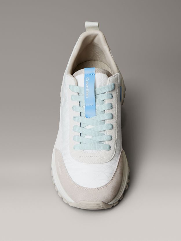 Suede and Emblem Logo Nylon Trainers