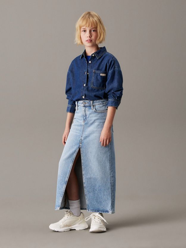 Straight Denim Maxi Skirt