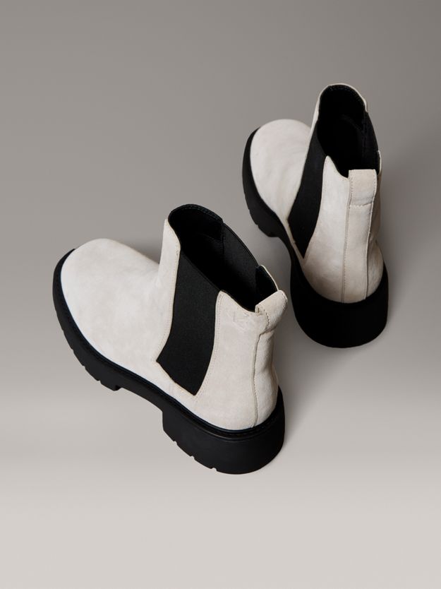 Leather Chunky Square Toe Chelsea Boots