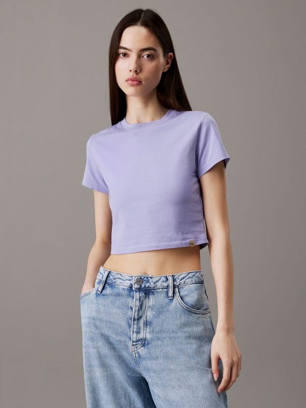 Cropped Cotton Stretch T-shirt
