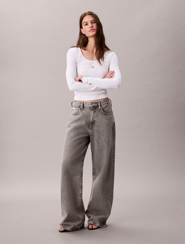 Ribbed Cotton Long Sleeve Top