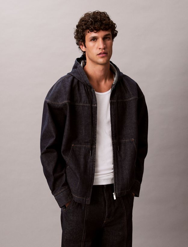 Denim Zip Relaxed Hoodie