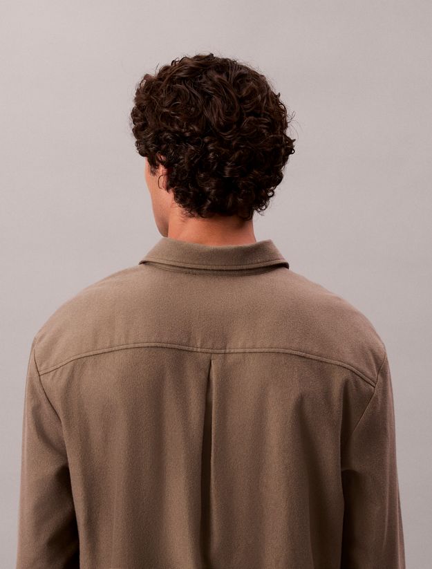 Melange Flannel Relaxed Button-Down Shirt