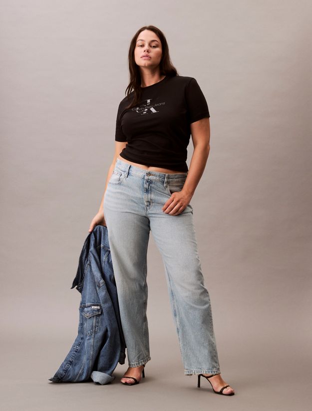 Plus Size Glossy Monogram T-shirt