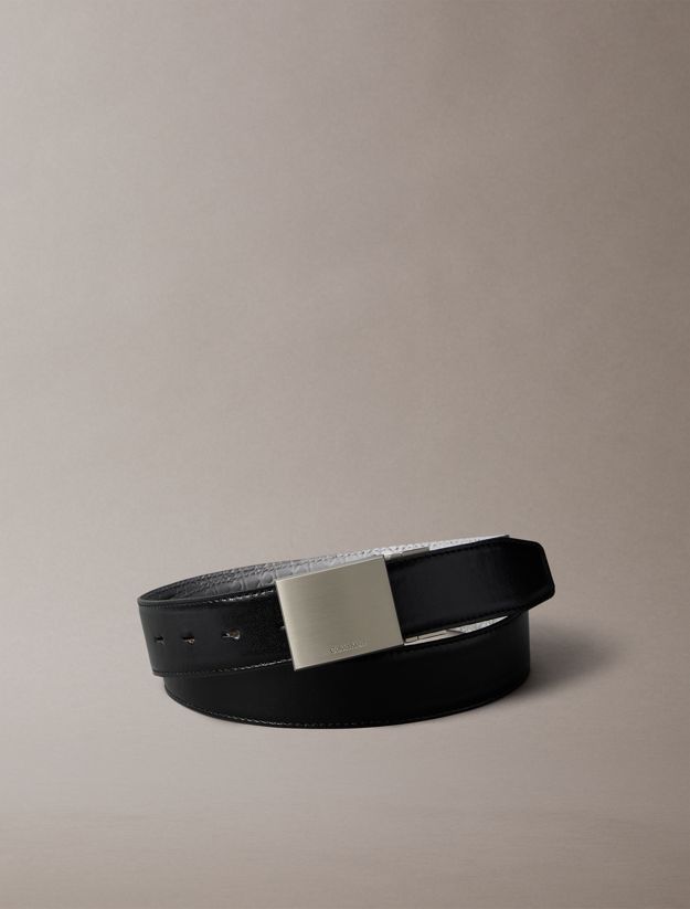 Reversible Leather Plaque Buckle Belt