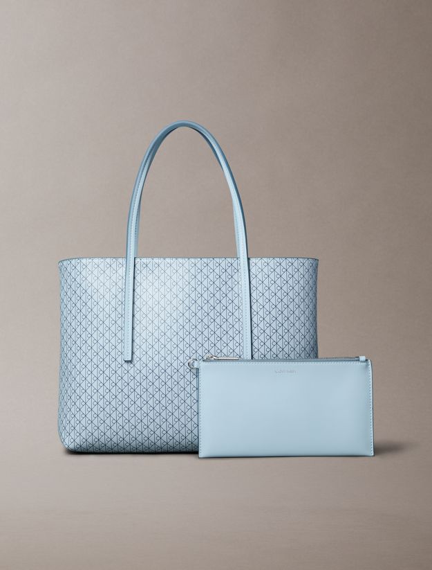 Allover Monogram Logo Small Tote Bag with Pouch