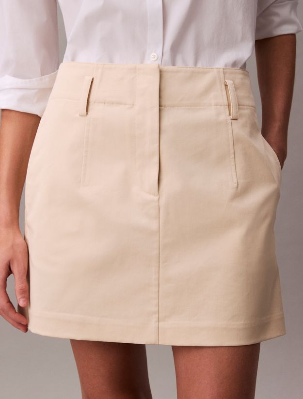 Cotton Twill Chino Mini Skirt