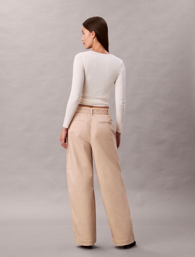 Cotton Twill Belted Trousers