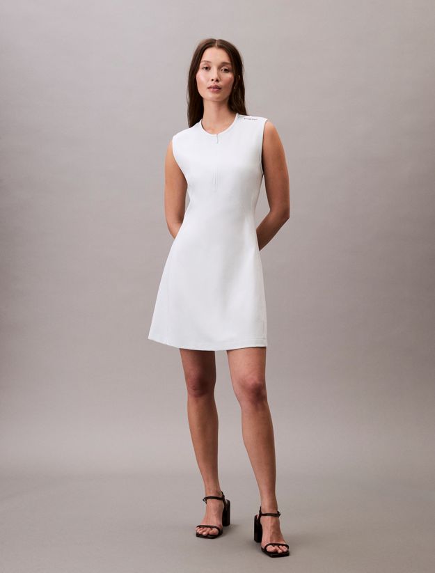 Viscose Blend Quarter Zip A-Line Dress