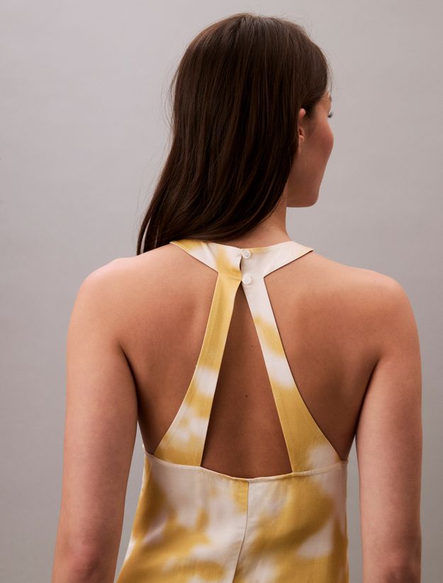 Printed Satin Halter Dress