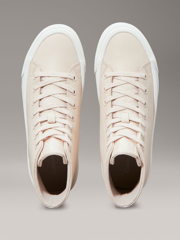 Leather Platform High-Top Trainers