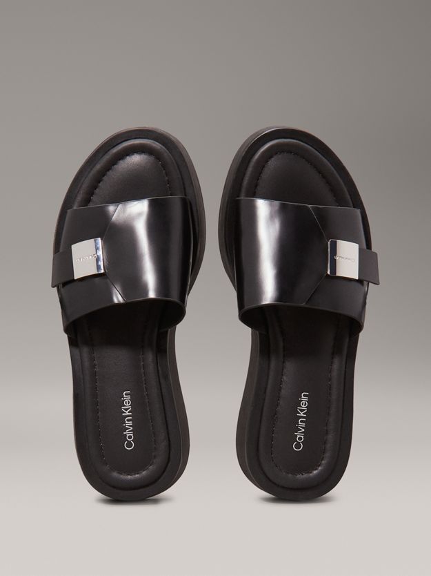 Leather Platform Sliders