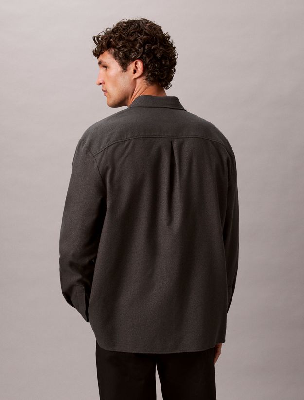 Melange Flannel Relaxed Button-Down Shirt