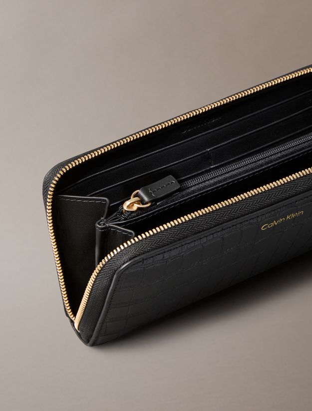Leather Croc-Effect RFID Zip-Around Wallet