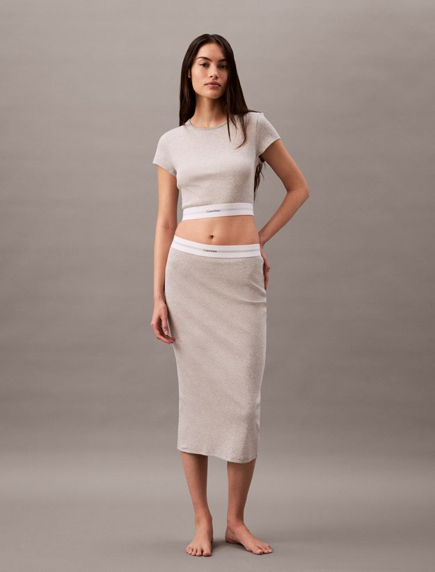 Cropped Lounge T-shirt - Cotton Stretch Rib