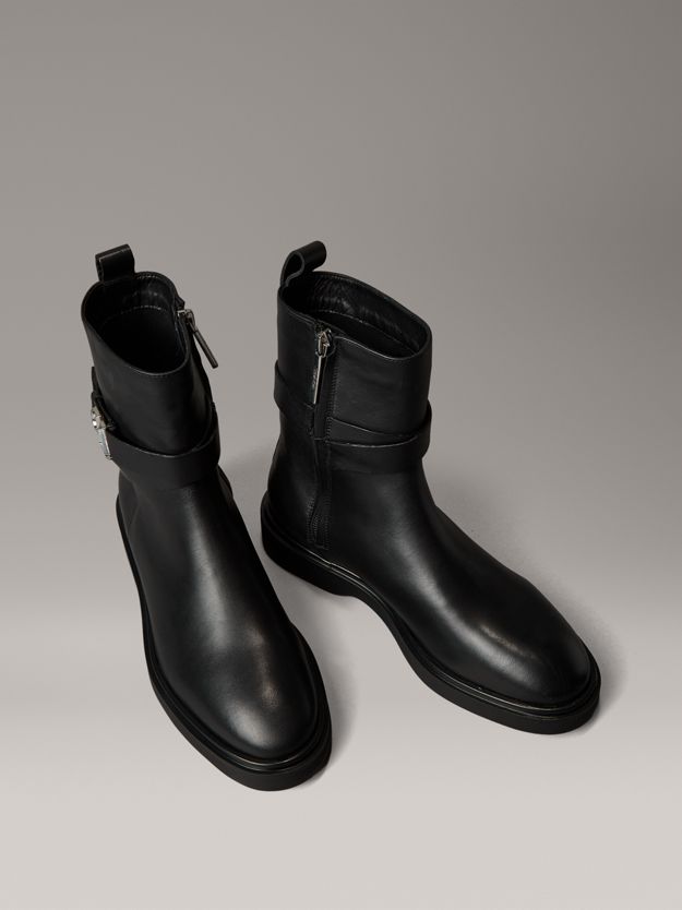 Leather Signature Logo Ankle Boots
