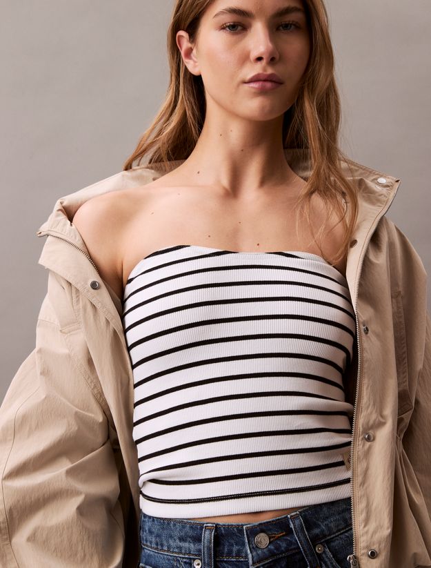 Ribbed Cotton Strapless Top