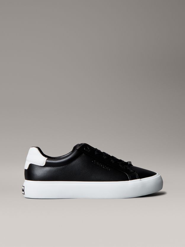 Smooth Leather Embossed Logo Trainers