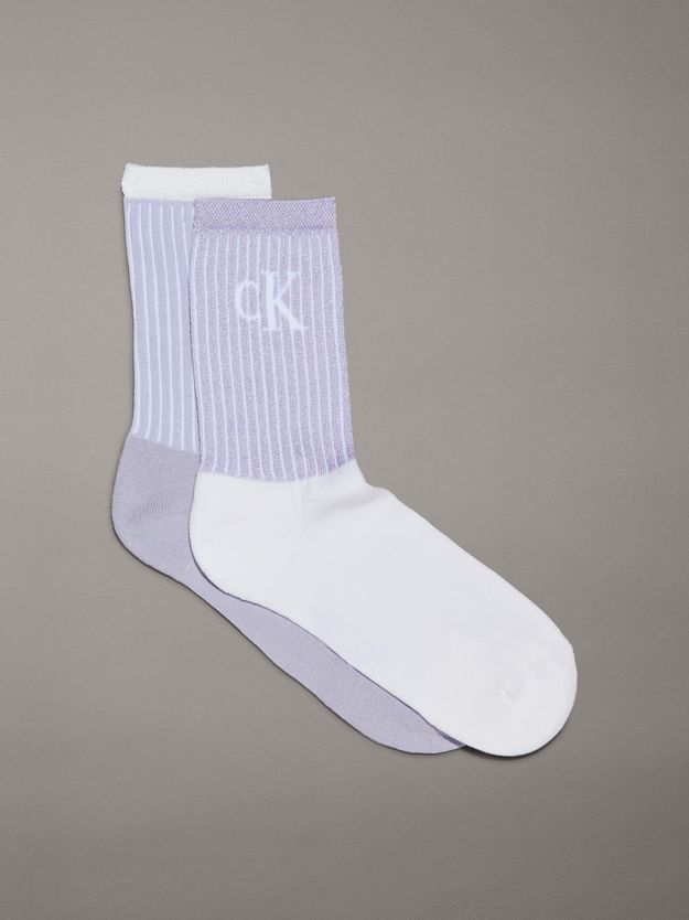 2 Pack Glossy Striped Crew Socks