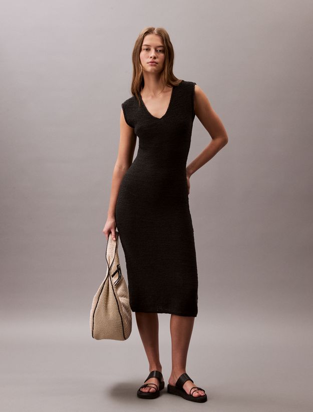 Sheer Knit Midi Dress