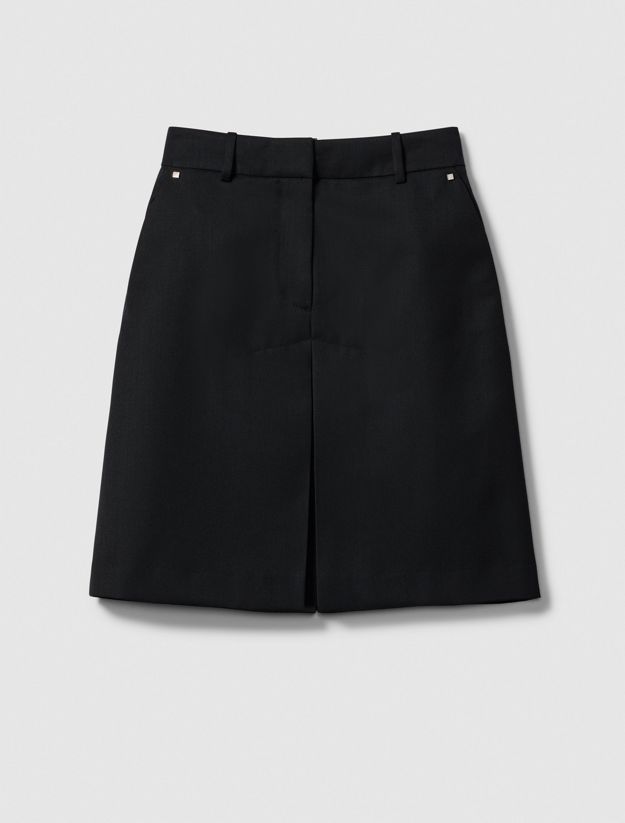 Wool Blend Tailored Skirt