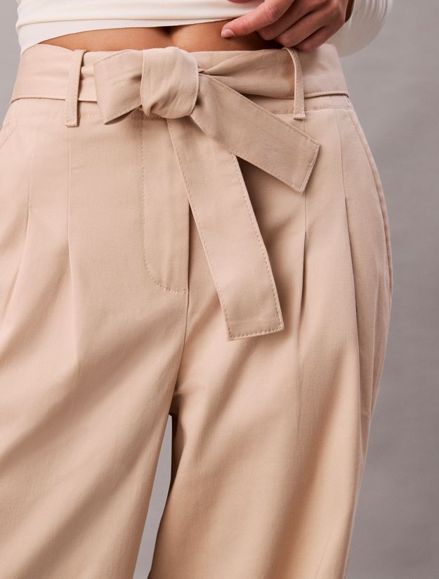 Cotton Twill Belted Trousers