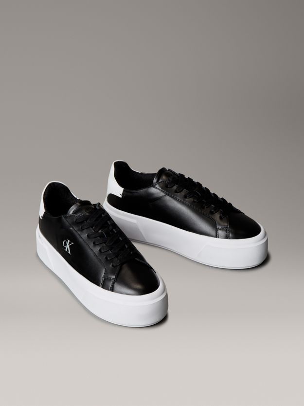 Leather Signature Logo Platform Trainers