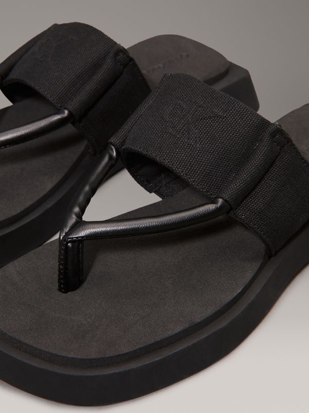 Canvas Square Platform Sandals