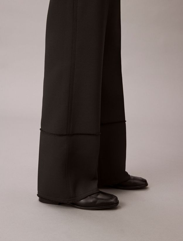 Wool Blend Gabardine Raw Edge Trousers