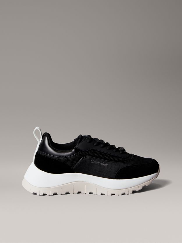 Leather and Mesh Mixed Material Trainers