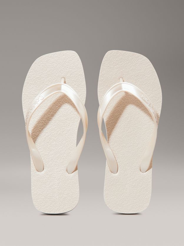 Metallic Square Toe Flip Flops