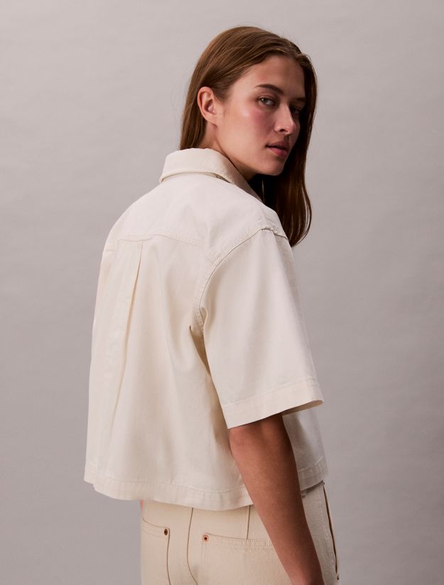 Denim Short Sleeve Cropped Shirt