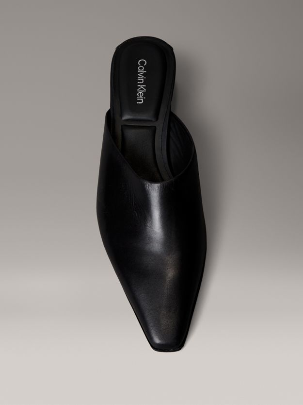 Leather Kitten Heel Mules