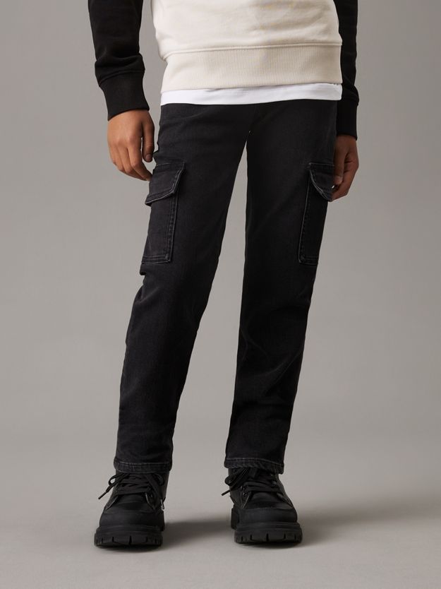 Mid Rise Straight Cargo Jeans