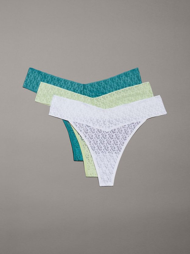 3 Pack Low Rise Thongs - Icon Logo Lace