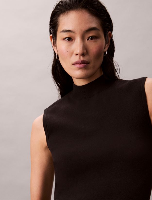 Viscose Blend Mock Neck Gilet