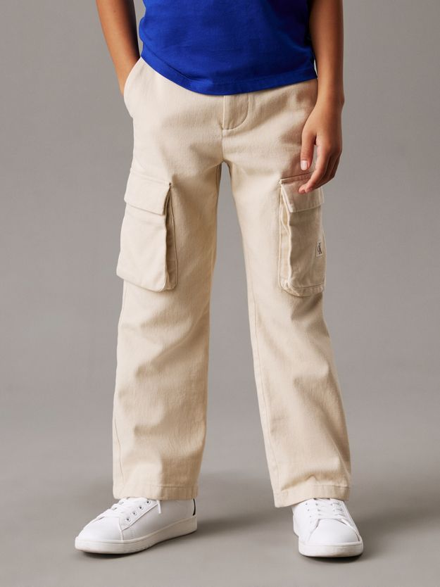 Wide Twill Cargo Trousers