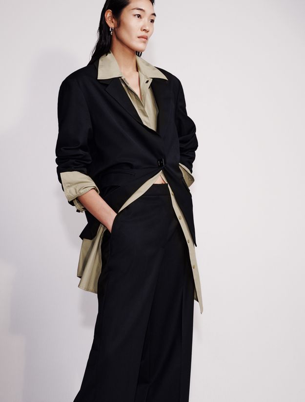 Wool Blend Tailored Trousers