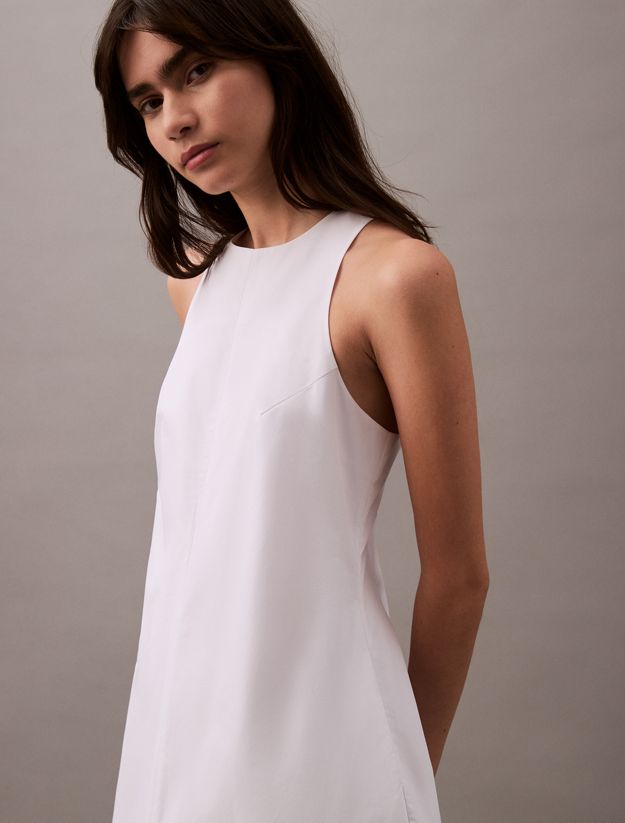 Cotton Poplin Sleeveless Midi Dress
