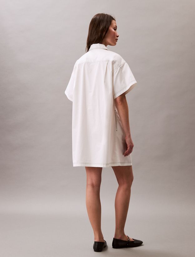 Cotton Twill Mini Shirt Dress