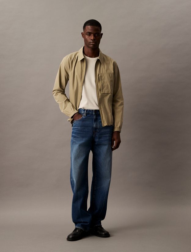 Relaxed Cotton Nylon Shirt Jacket