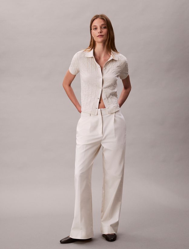 Allover Monogram Logo Jacquard Polo Top