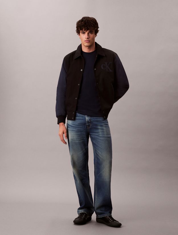 Nylon Cotton Varsity Bomber Jacket